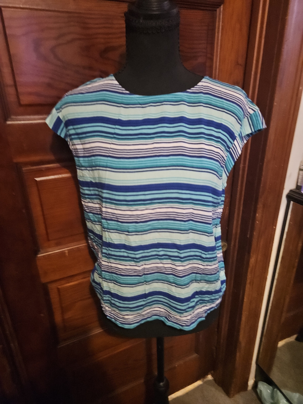 STYLUS Striped Short Sleeve Tee in Blue and Aqua